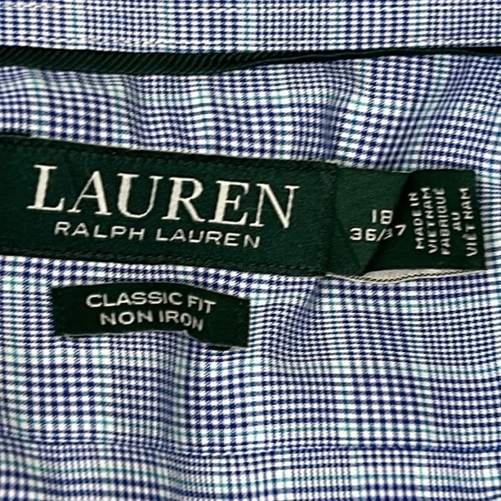 Lauren Ralph Lauren Men’s Checkered Button-Up Classic Fit Pocket Shirt 18 36/37